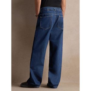 Jean en denim tendance DX coupe droite large, écologique, respirant, style vintage délavé, coupe ample printemps, taille 26 - Product Image 4