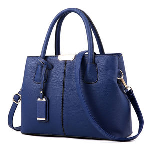 Blue <b>Pebbled</b> PU Tote Bag Women Shoulder Handbag Crossbody Purse Large Capacity Zipper Closure Daily Travel - Product Image 1
