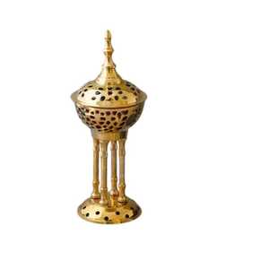 Quemador de Incienso Alto de Acero Inoxidable Skies Trader Gold, con Grabado Floral Arabesco, para Bakhoor y Fragancia Arabian Oud, 100% Natural - Product Image 4