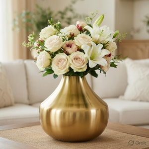 Vase à fleurs en métal élégant, décoratif, doré, accent de décoration pour la maison, centre de table pour salon, chambre, bureau, salle à manger - Product Image 3