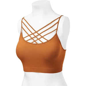 Custom Women Sports Bra <b>Strappy</b> Criss Cross Crop <b>Top</b> Athletic Workout Activewear Private Label OEM Wholesale Supplier - Product Image 1
