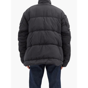 Veste matelassée noire pour homme, col montant, coupe-vent, manteau d'hiver décontracté, fermeture éclair, rembourrage en polyester, coupe classique - Product Image 2