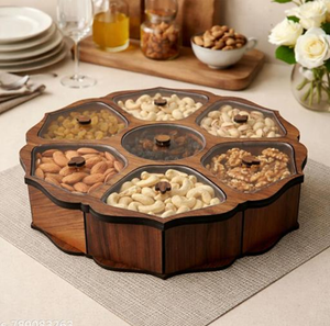 Caja de madera de último diseño para frutos secos con tapa y muchos compartimentos para almacenar frutos secos, nueces, etc. - Product Image 4