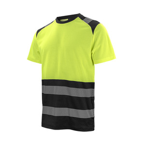 Camiseta de Manga Raglán a Rayas Amarillas y Negras de Alta Visibilidad para Hombre EKIN'IMPEX, Cuello Redondo, Tejido de Punto de Secado Rápido, Estilo Ropa de Trabajo - Product Image 4