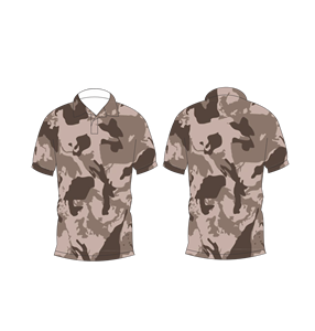 เสื้อโปโลลายพรางทะเลทรายสีน้ำตาลสำหรับผู้ชายแขนสั้นเสื้อยืดกอล์ฟพิมพ์ลายลำลอง - Product Image 3
