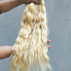 Extensions de cheveux blonds 613 en gros, tissées à la main, en cheveux humains vierges bruts avec cuticules alignées, lots de mèches ondulées - Product Image 4