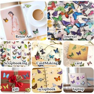 240 Pezzi Adesivi Trasparenti Impermeabili a Forma di Farfalla in PET, Decorazioni Colorate in Resina per Scrapbook, Agende, Laptop - Product Image 1
