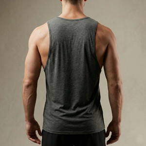 Camiseta sin mangas para hombre con corte bajo en las axilas, de algodón/bambú, de secado rápido, transpirable, estilo vintage, con logo y color personalizables, estilo streetwear, para culturismo. - Product Image 3