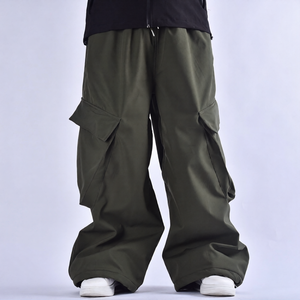 Pantalon de ski de neige Cargo imperméable vert olive le plus vendu avec grandes poches ourlet réglable et conception ample - Product Image 1