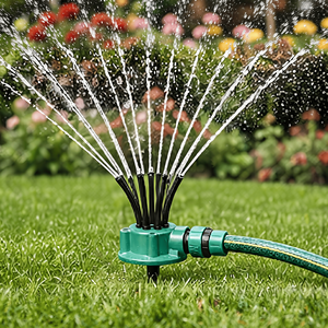 Arroseur de jardin rotatif à 360 degrés en plastique vert, buse d'arrosage automatique pour pelouse, tube de pulvérisation flexible, connecteur universel, RoHS - Product Image 3
