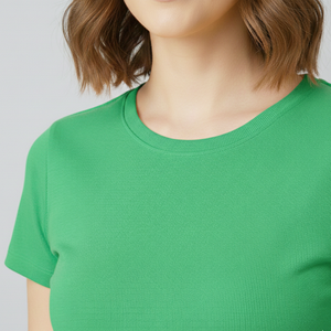 Camiseta de Mujer con Cuello Acanalado, Ajuste Perfecto al Cuerpo, Transpirable, Calidad Premium a Precio de Fábrica, Se Acepta Logotipo Personalizado - Product Image 5