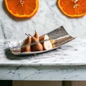 Hammered Design Stainless Steel Serving Platter and Tray in 16 Inch for Any Kitchen Vanity <b>Coffee</b> <b>Table</b> - Product Image 3