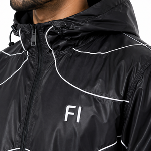 Veste coupe-vent réfléchissante personnalisée à capuche surdimensionnée légère pour homme, veste zippée, vêtements d'extérieur, fournisseur OEM de streetwear en gros - Product Image 5