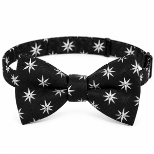 Corbata de Moño Masónica Negra Personalizada con Patrón de Estrella Blanca, Ajustable y Pre-Atada, para Hombres, Venta al Por Mayor - Product Image 3