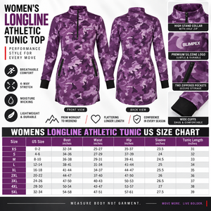 Custom <b>Womens</b> Purple Camouflage Longline Athletic Tunic <b>Quarter</b> <b>Zip</b> Workout Top With Pockets OEM Private Label Sportswear - Product Image 4