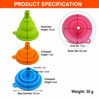 Entonnoir en silicone pliable épaissi pour le remplissage de bouteilles, outil de cuisine mini portable résistant à la chaleur, entonnoir pour bocaux, vente en gros, personnalisation OEM