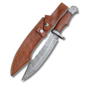 Cuchillos LEGACY BLADES, Cuchillo de Caza Fijo de Acero de Damasco Hecho a Mano, Mango de Madera, para Campamento, Supervivencia al Aire Libre, Fabricante OEM - Product Image 1