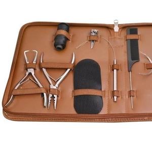 Kit de herramientas para extensiones de cabello, estuche de cuero con cortadores de acero inoxidable, peines y herramientas de extracción para instalación y remoción - Product Image 1