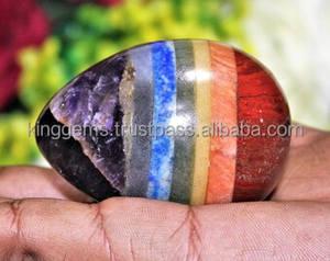 Hermosa Bonded Seven Chakra Egg Stones Kinggems Cristales Venta Feng Shui & Love Gemas talladas decorativas para Reiki Healing Set - Product Image 3
