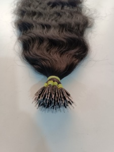 Extensions de cheveux naturels bouclés indiens à pointe nano, 100 % vierges Remy, pré-collées à la kératine, trame invisible sans couture avec perles - Product Image 5