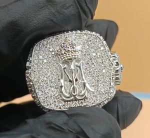Hip-Hop Luxury Iced Out Custom <b>Initial</b> <b>Ring</b> 925 Sterling Silver VVS Moissanite Diamond Bling Jewelry Men's Gifts Unisex Fashions - Product Image 1