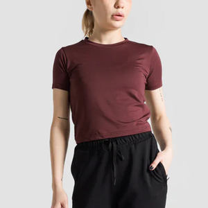 เสื้อครอปออกกำลังกายแบบหลวมๆ ขายส่ง เสื้อผ้าฝ้ายสำหรับผู้หญิง เสื้อครอปท็อป เสื้อยืดครอปผู้หญิง - Product Image 2
