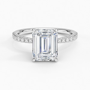 SOJ <b>Ring</b> 02 <b>Emerald</b> Cut 925 <b>Silver</b> Rhodium Plated 36 Side Stone Prong Set Solitaire Engagement <b>Ring</b> GRA Certified 2ct Moissanite - Product Image 1