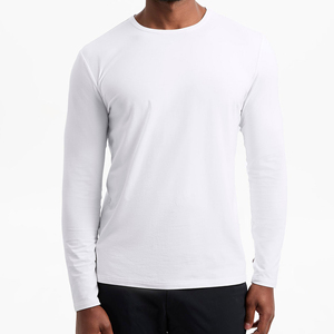 T-shirt décontracté à manches longues pour homme, col rond, avec bordure contrastante personnalisée, respirant et tendance - Product Image 1