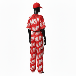 Conjunto de top corto y pantalón para mujer, tela elástica suave de poliéster y spandex de alta calidad, 180 GSM, estampado completo. Conjuntos para mujer. - Product Image 5