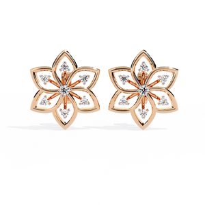 อาจเรเทลต่างหูเพชรธรรมชาติ 0.1 กะรัต ทอง 14K ทรงกลม บริลเลียนท์คัท บลอสซั่ม ออร่า สี H ความใส VS-SI หรูหราและสง่างาม - Product Image 2