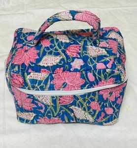 Vintage Cotton Peach Tone Heart Print Waterproof Customizable Travel <b>Makeup</b> Case Zipper Closure Eco-Friendly Durable <b>Makeup</b> - Product Image 5