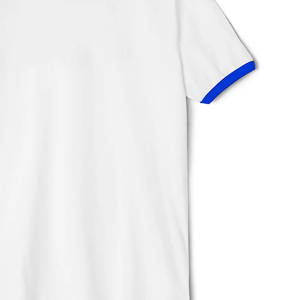Camisetas Blancas de Manga Corta para Hombre con Logotipos Personalizados de Alta Calidad, con Ribete en Contraste Azul, Cuello Redondo, Corte Regular, Diseño Casual de Color Sólido - Product Image 5