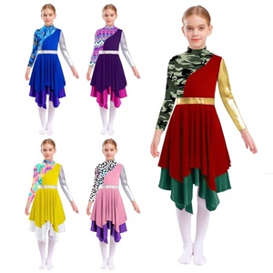 Robes de danse liturgique pour filles de 6 à 16 ans, robe métallique pour spectacles, spectacles de scène, costume de danseur - Product Image 1