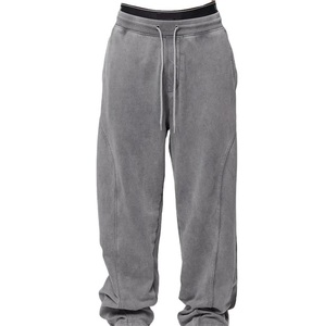 Pantalon de survêtement baggy personnalisé délavé effet soleil, haute qualité, poids lourd, avec logo sur mesure pour homme, respirant, vente en gros - Product Image 1
