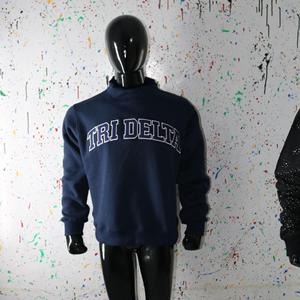 Sweat-shirt à col montant bleu, 100% broderie appliquée, col large, URBAN PRODUCTIONS - Product Image 1