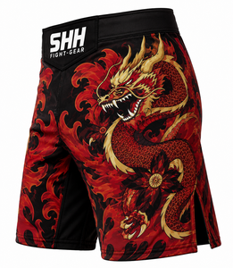 SHH Industries Custom Logo Breathable Eco-Friendly Lightweight MMA Shorts Men <b>Dragon</b> Graphic Fight Gear BJJ Martial <b>Arts</b> - Product Image 4