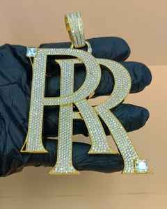 Pendentif personnalisé Iced Out avec nom, bijoux hip hop, pendentif en argent 925, pendentif double lettre R, pendentif initiales, pour cadeaux d'anniversaire - Product Image 3