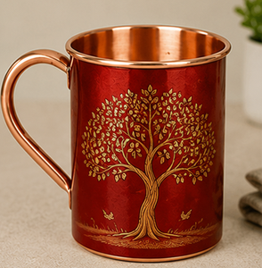 Mug Moscow Mule en cuivre avec motif de fleurs sauvages imprimé, de qualité supérieure, bleu indigo luxueux, tasse à cocktail à motifs, émail bleu indigo brillant et riche. - Product Image 2