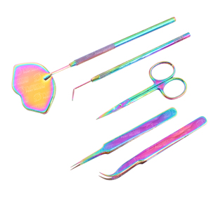 Pince à épiler courbée robuste pour cils avec ciseaux de coupe, outils pour faux cils personnalisables en couleur et style, multicolores - Product Image 3