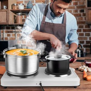Table de cuisson électrique portable 2 brûleurs 2000W, plaque chauffante électrique en verre avec commande par bouton et réglage progressif de la température - Product Image 2