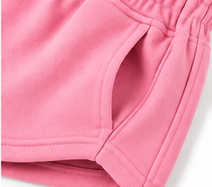 Shorts taille haute roses pour femme Index avec taille élastique et poches, style sportif, en tissu tricoté respirant - Product Image 6