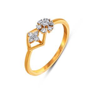 Elite Gold Ring with Diamond-<b>Studded</b> Leaf Motif Marquise Cut Cluster, 0.35 Ct, Premium Wholesale Engagement Line - Product Image 4