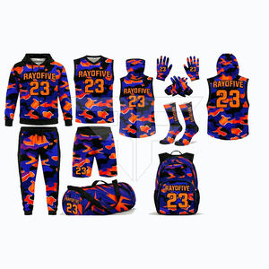 Uniforme de football américain personnalisable en gros avec impression par transfert thermique, haute qualité, respirant, séchage rapide, short inclus - Product Image 4