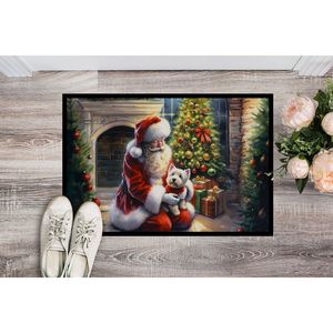 Westie Santa claus พรมเช็ดเท้า, ใหม่สำหรับในร่มและกลางแจ้งกันลื่นล้างได้ต่ำกองหน้าประตู18H x 27W สำหรับทางเข้า - Product Image 2