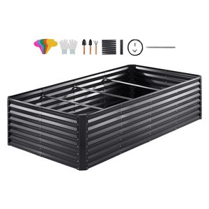Bac de culture surélevé en métal galvanisé 8 x 4 x 2 pieds pour extérieur, base ouverte pour la culture de fleurs/légumes - Product Image 1