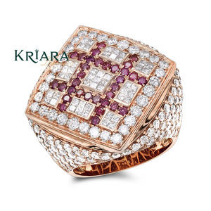 Bague en diamant pour homme, taille brillant rond, argent 925, pierres latérales en rubis, luxe, unisexe, à porter au quotidien - Product Image 3