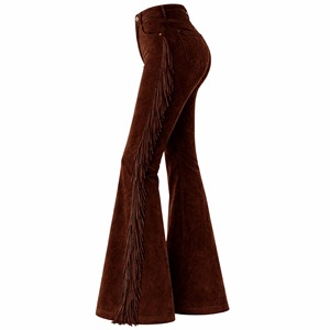Pantalon en daim pour femme, taille haute, coupe ajustée, style moderne décontracté streetwear, fournisseur en gros, usine, export sur mesure - Product Image 5