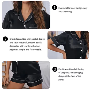 Ensemble pyjama deux pièces pour femme, vêtements de nuit et de détente, pyjama boutonné, ensemble short et haut pour femme - Product Image 3