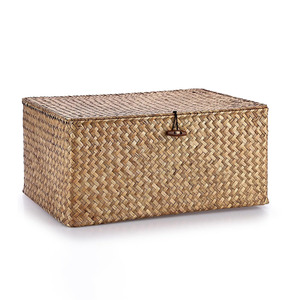 Meilleure boîte-cadeau promotionnelle à prix réduit en matériaux naturels, boîtes de rangement en jonc de mer en gros avec couvercle - Product Image 1