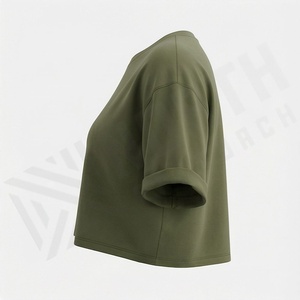 T-shirt court de sport respirant en coton pour femme avec logo personnalisé – Idéal pour l'été, uni, tendance, vêtement de sport et équipement de gym - Product Image 3